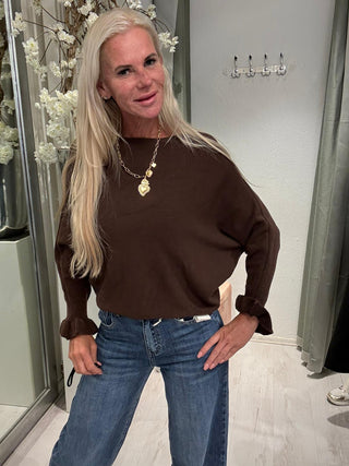 Trui Ruffle Mouwen Camel