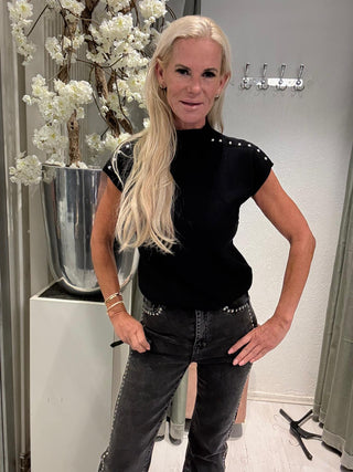 Top Knitted Met Studs Zwart