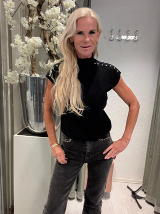 Top Knitted Met Studs Zwart