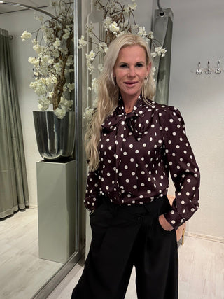 Blouse Polkadots Bruin-Wit