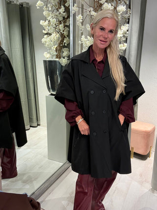 Zwarte Poncho Jas Trench Zwart