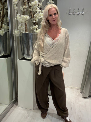 Broek Comfy Balloon Overslag Donker Bruin
