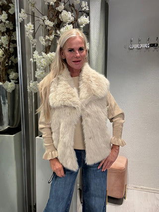 Body Warmer Fake Fur Beige
