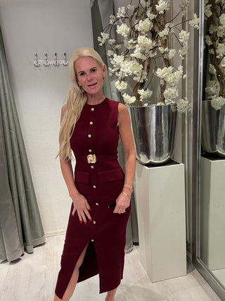 Jurk Knitted Elegance Bordeaux