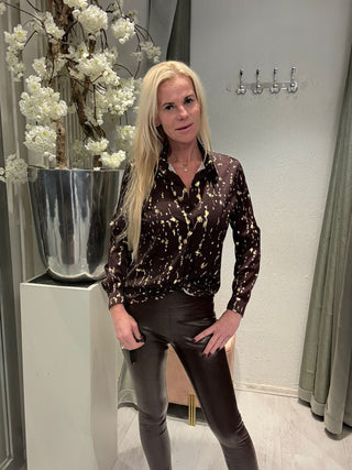 Blouse Bruin Met Gouden Details