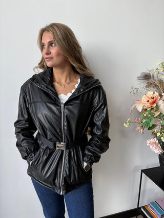 Winter Jas Pu Jacky Zwart