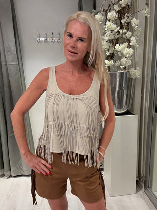 Korte broek franje bruin
