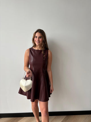 Pu Leren Jurkje Wine Red