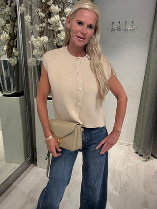 Knitted Gilet Top Beige