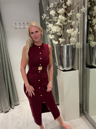 Jurk Knitted Elegance Bordeaux