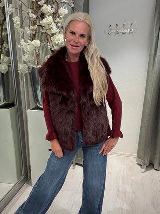 Body Warmer Fake Fur Burgundy