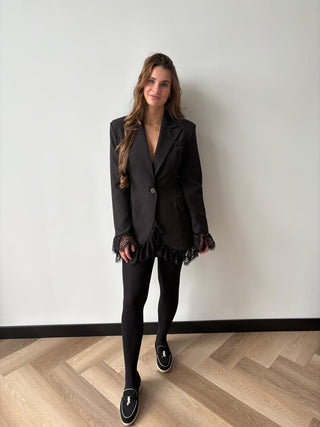 Zwarte Blazer Met Kant