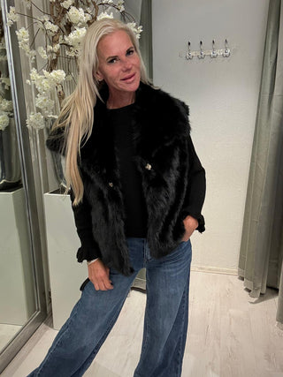Body Warmer Fake Fur Zwart
