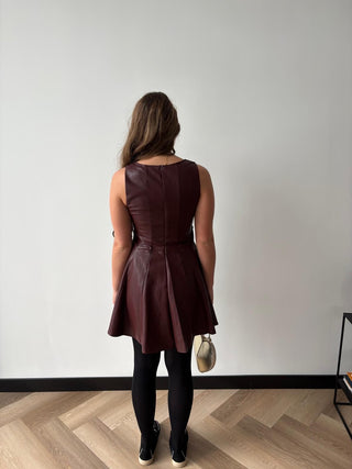 Pu Leren Jurkje Wine Red