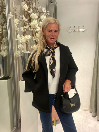 Korte Mantel Jas Zwart Chic