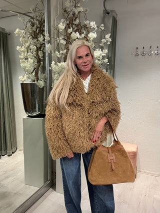 Jas Oversized Furry Camel