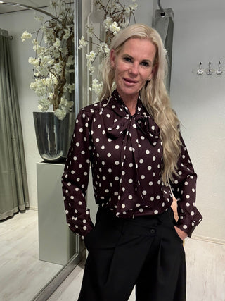 Blouse Polkadots Bruin-Wit