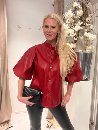 Blouse leather look red