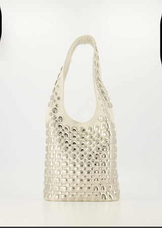 Leren tas studs wit