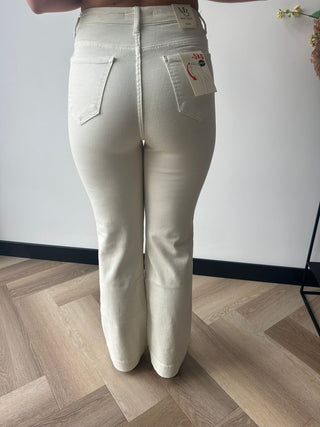 Jeans crème knoop