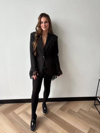 Zwarte Blazer Met Kant