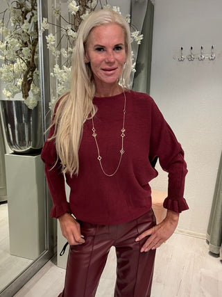 Trui Ruffle Mouwen Burgundy
