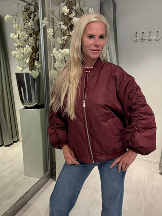 Trendy Bomber Jacket Burgundy