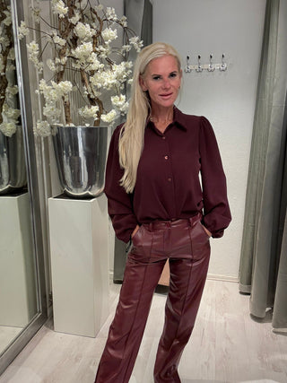 Pu Lederen Broek Burgundy
