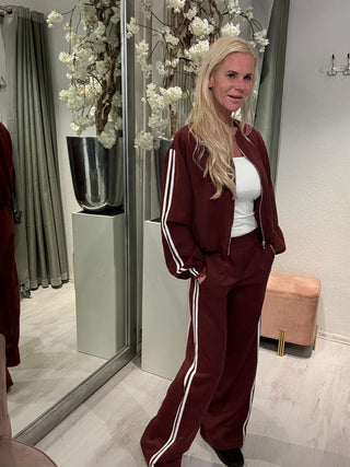 2 Delige Set Comfy Stripes Bordeaux