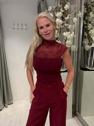 Top Met Kanten Bovenstuk Bordeaux