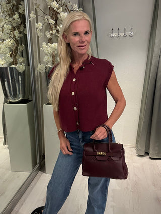 Knitted Gilet Top Burgundy