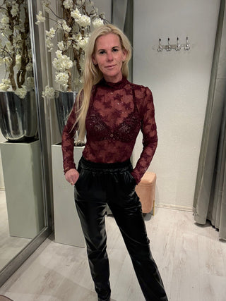 Bordeaux Kanten Top Met Sterren